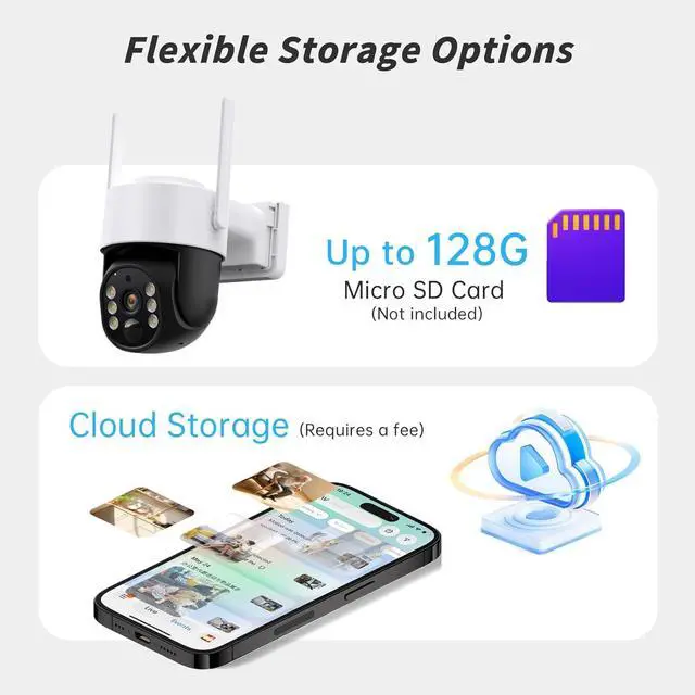 Alt view image 6 of 7 - Solar Security Cameras Wireless Outdoor, 2K 360° View Battery Powered Outdoor Camera, Solar Outdoor Camera with PIR Motion Detection,Color Night Vision,2-Way Talk,IP65,Siren Alarm1-Pack