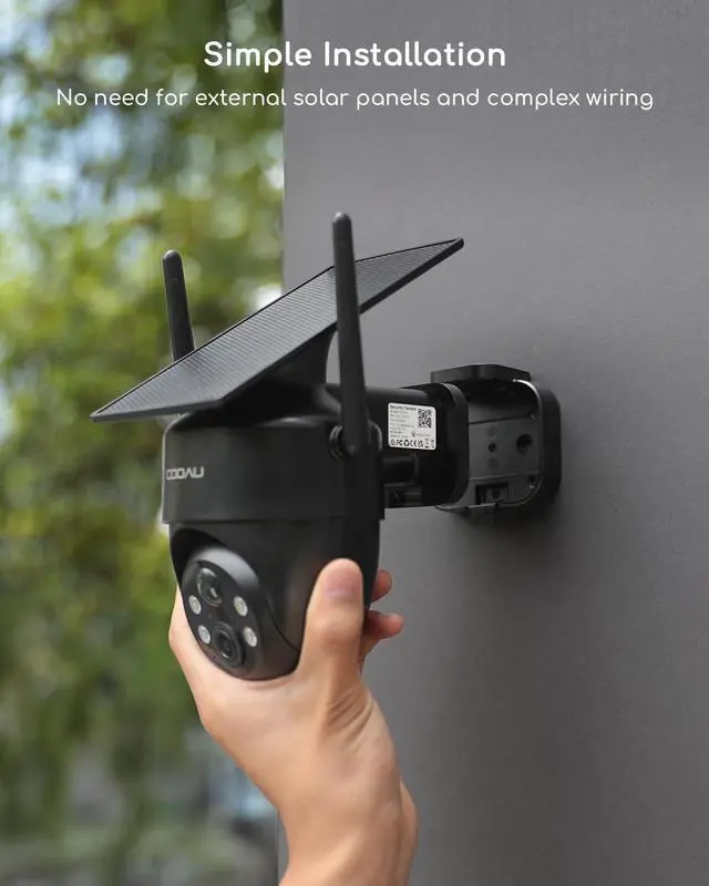 Alt view image 3 of 7 - COOAU Solar Security Cameras Wireless Outdoor  Low-Light Rechargeable, Easy to Install, 2K 360° Camera for Home Security, Surveillance Cam with AI Smart Detection, Wi-Fi 6, Color Night Vision, IP66