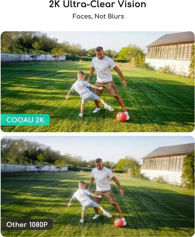 Alt view image 5 of 7 - COOAU Solar Security Cameras Wireless Outdoor  Low-Light Rechargeable, Easy to Install, 2K 360° Camera for Home Security, Surveillance Cam with AI Smart Detection, Wi-Fi 6, Color Night Vision, IP66