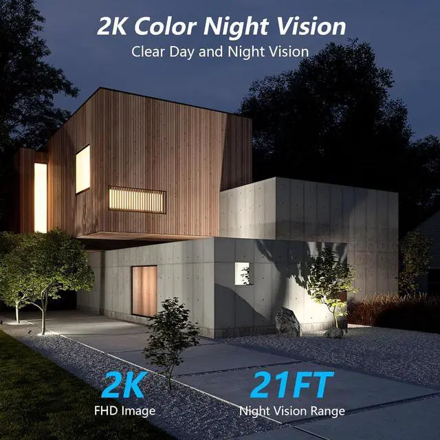 Alt view image 6 of 7 - wansview Security Cameras Wireless Outdoor-2K Dual Lens Home Security Cameras, 360° View, Solar Panel Battery Powered, Color Night Vision, PIR Sensor, IP65 Waterproof, Work with Alexa, B7 2P White