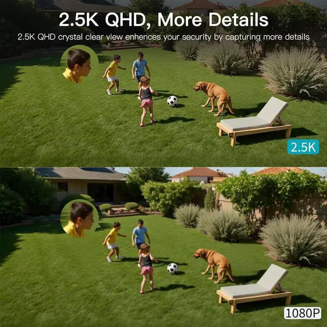 Alt view image 2 of 7 - Vimtag Security Camera Outdoor 2.5K, 2.4G/5G Smart Wi-Fi Cameras for Home Security with Color Night Vision, Motion Activated Spotlight/Siren, IP66,2-Way Audio, Support Cloud/512G SD Card Storage,Wired