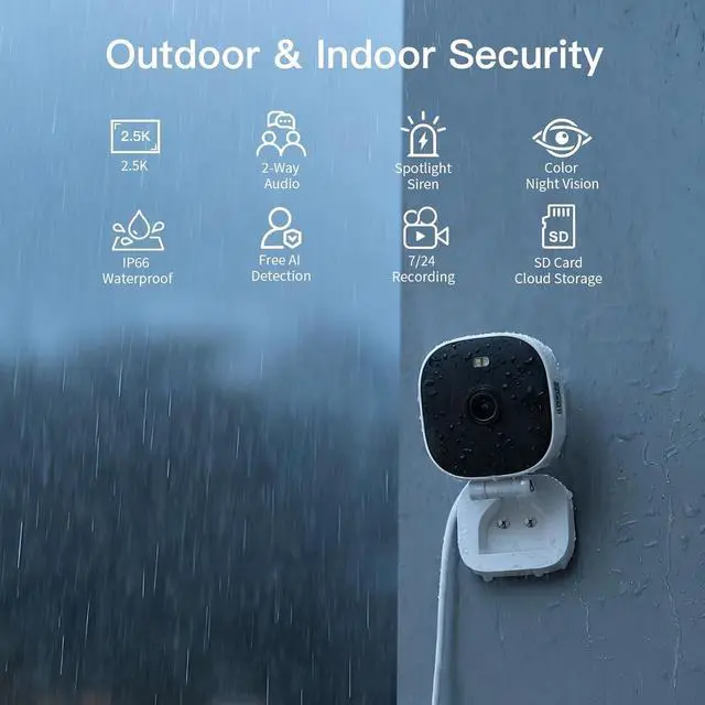 Alt view image 5 of 7 - Vimtag Security Camera Outdoor 2.5K, 2.4G/5G Smart Wi-Fi Cameras for Home Security with Color Night Vision, Motion Activated Spotlight/Siren, IP66,2-Way Audio, Support Cloud/512G SD Card Storage,Wired
