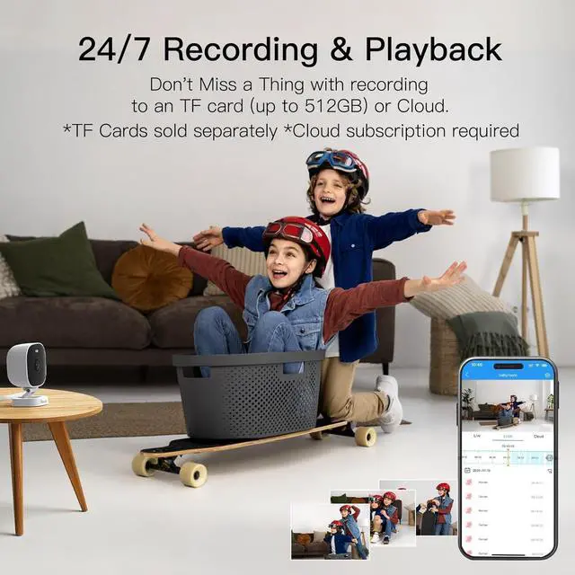 Alt view image 6 of 7 - Vimtag Security Camera Outdoor 2.5K, 2.4G/5G Smart Wi-Fi Cameras for Home Security with Color Night Vision, Motion Activated Spotlight/Siren, IP66,2-Way Audio, Support Cloud/512G SD Card Storage,Wired