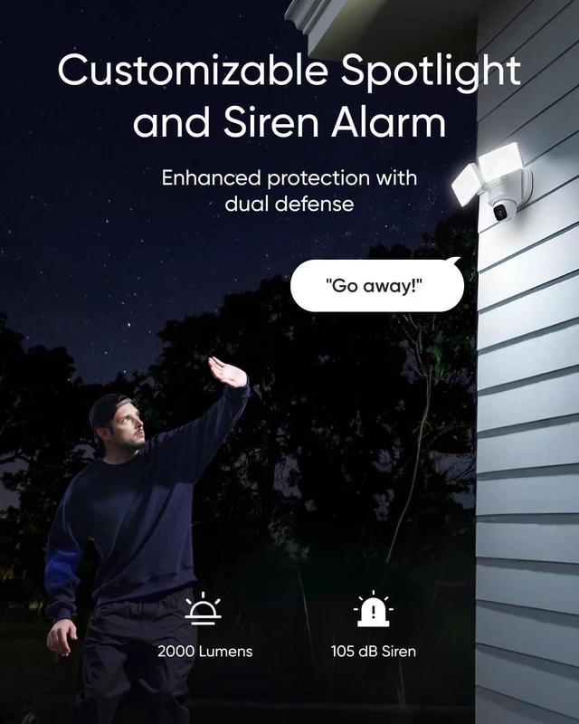 Alt view image 7 of 7 - eufy Security Floodlight Camera E30, Security Camera Outdoor, 360° Pan and Tilt, AI Detection and Tracking, 2K Video, 2.4GHz Wi-Fi, 2,000 Lumens, Custom Voice and Light Alerts, 24/7 Recording