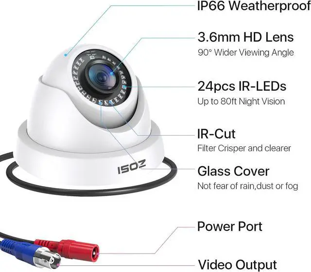 Alt view image 2 of 7 - ZOSI 2Pack 2.0MP HD 1080P Security Cameras Kit, 80ft Night Vision, Indoor Outdoor Home CCTV Dome Cameras for 1080P/5MP/4K HD-TVI Analog DVR System