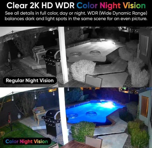 Alt view image 5 of 7 - WYZE Duo Cam Pan Indoor/Outdoor IP65 2K 360° Pan/Tilt Smart Home Security Camera with Color Night Vision, Compatible with Alexa & Google Assistant, White