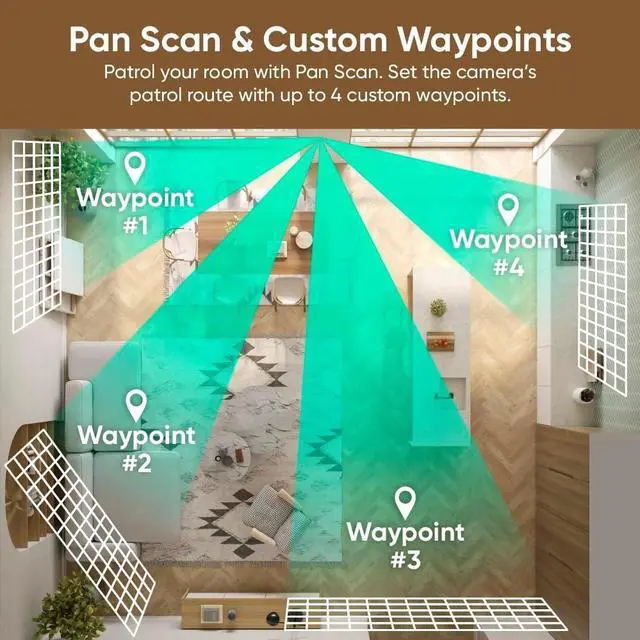 Alt view image 7 of 7 - WYZE Duo Cam Pan Indoor/Outdoor IP65 2K 360° Pan/Tilt Smart Home Security Camera with Color Night Vision, Compatible with Alexa & Google Assistant, White