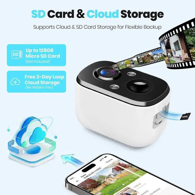 Alt view image 7 of 7 - Techage Security Cameras Wireless Outdoor, 2K Battery Powered WiFi Cameras for Home Security with AI Motion Detection, Color Night Vision, 2-Way Talk, IP66 Waterproof, Cloud/SD Storage 4 Pack