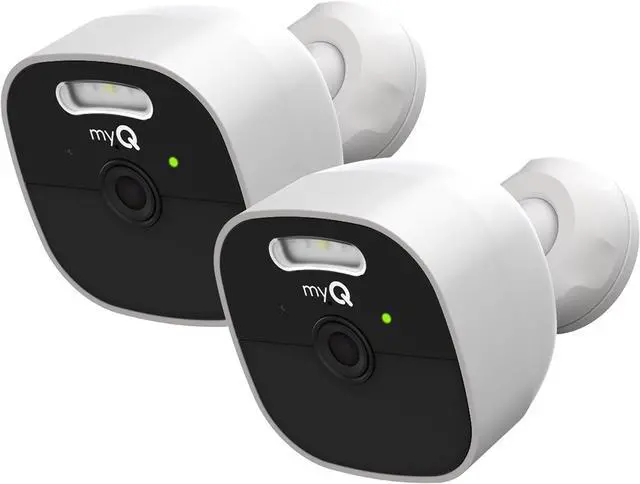 Main image of CHAMBERLAIN myQ Outdoor Battery Camera | 2K Camera, Color Night Vision, Spotlight, Motion Alerts, Live View with Two-Way Talk, Wireless, Weather-Resistant, Outdoor, White, 2 Pack