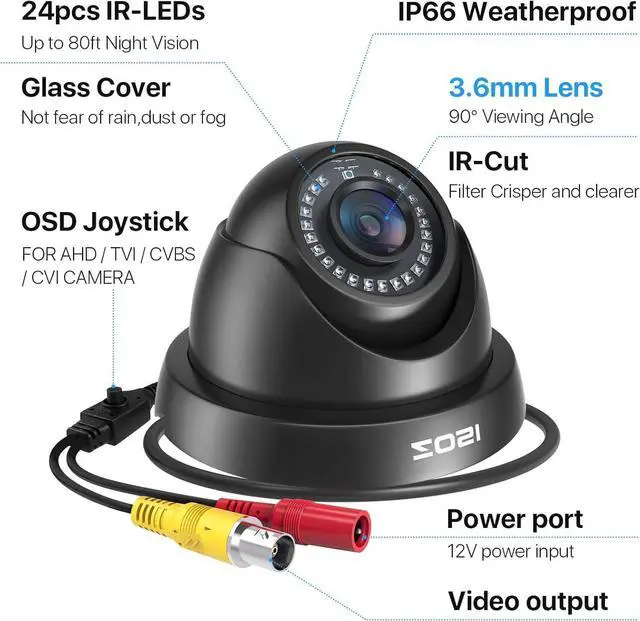 Alt view image 2 of 7 - ZOSI 1080P HD Security Camera Indoor Outdoor,1920TVL 2.0MP 4-in-1 HD TVI/CVI/AHD/CVBS CCTV Camera,Weatherproof,80ft IR Night Vision,for 960H,720P,1080P,5MP,4K Analog Home Surveillance DVR System