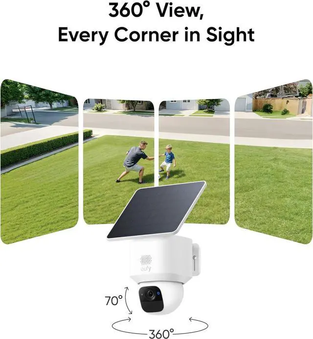 Alt view image 2 of 7 - eufy Security SoloCam E30, 4-Cam Pack Kit, Security Cameras Wireless Outdoor, Solar Camera Outdoor Wireless, 360° Pan, AI Tracking, 2K Clarity, No Monthly Fee