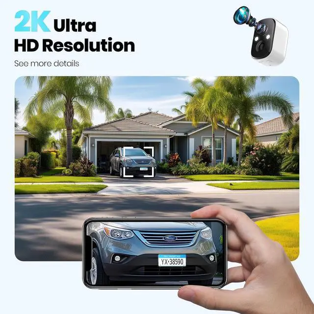 Alt view image 2 of 7 - Techage Security Cameras Wireless Outdoor, 2K Battery Powered WiFi Cameras for Home Security with AI Motion Detection, Color Night Vision, 2-Way Talk, IP66 Waterproof, Cloud/SD Storage 4 Pack