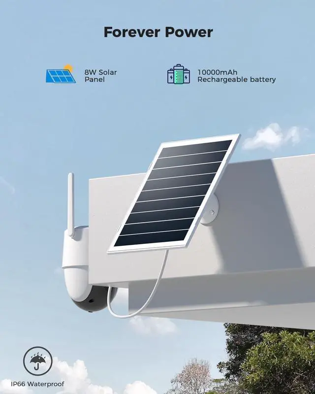 Alt view image 6 of 7 - COCOCAM 24/7 Recording AOV WiFi Security Camera Outdoor Wireless with 10000mAh Battery 8W Solar Panel, 2K PTZ, 30 Meters Night Vision, AI Detection, AI Tracking, Two-Way Audio