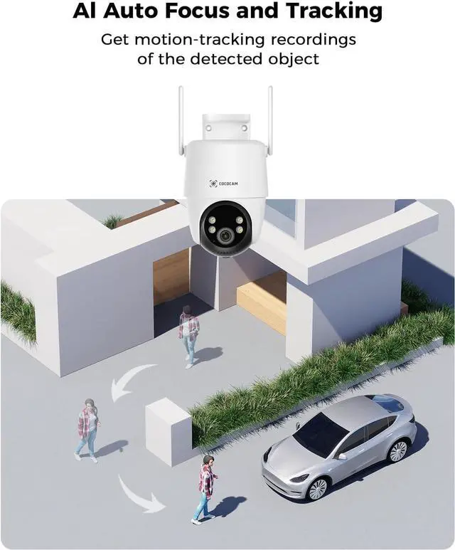 Alt view image 7 of 7 - COCOCAM 24/7 Recording AOV WiFi Security Camera Outdoor Wireless with 10000mAh Battery 8W Solar Panel, 2K PTZ, 30 Meters Night Vision, AI Detection, AI Tracking, Two-Way Audio