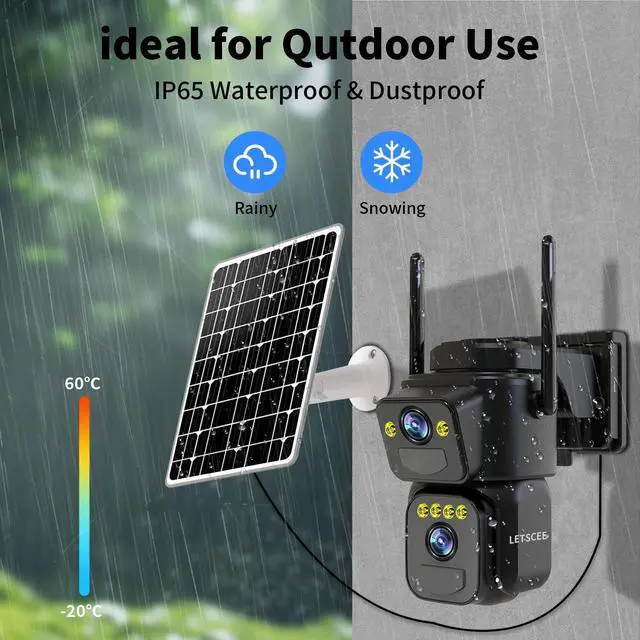 Alt view image 6 of 6 - Security Cameras Outdoor WiFi,5G/2.4G Cameras for Home Security Solar Power with Dual Lens,Motion Detection,Night Vision,2-Way Audio,Weather Proof,No Subscription Fee