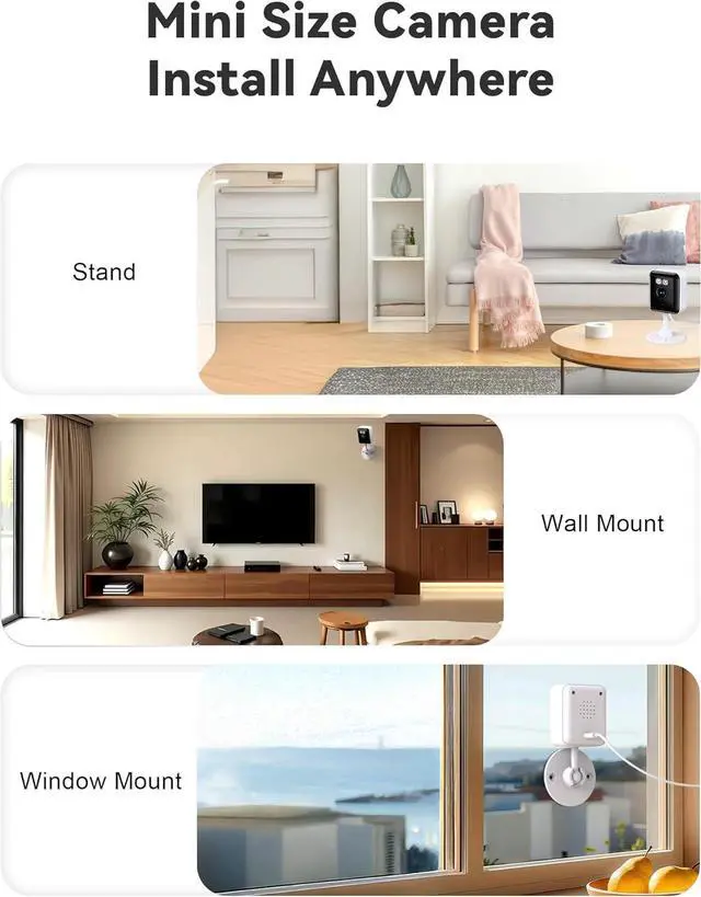 Alt view image 2 of 7 - 2K Cameras for Home Security, 2.4/5GHz Wi-Fi 6 Indoor Camera for Dog/Pet/Nanny/Baby with US Phone App, AI Text Recognition, Smart Search, Color Night Vision,2 Way Talk Mini Cam,Human Detection,2 Packs