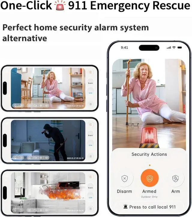 Alt view image 5 of 7 - 2K Cameras for Home Security, 2.4/5GHz Wi-Fi 6 Indoor Camera for Dog/Pet/Nanny/Baby with US Phone App, AI Text Recognition, Smart Search, Color Night Vision,2 Way Talk Mini Cam,Human Detection,2 Packs