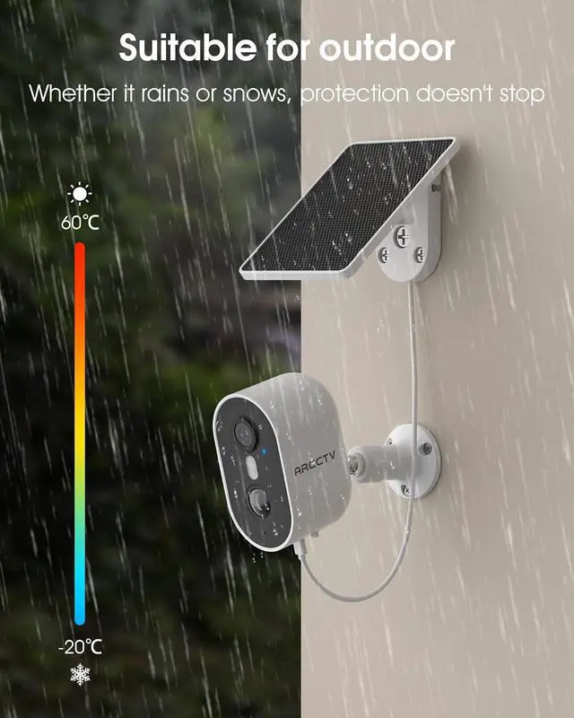 Alt view image 7 of 7 - Security Camera Wireless Outdoor, 4MP Recharge Battery Powered WiFi Camera with Solar Panel, Motion Detection, Color Night Vision, 2-Way-Audio, 2.4G/5G Dual Band WiFi