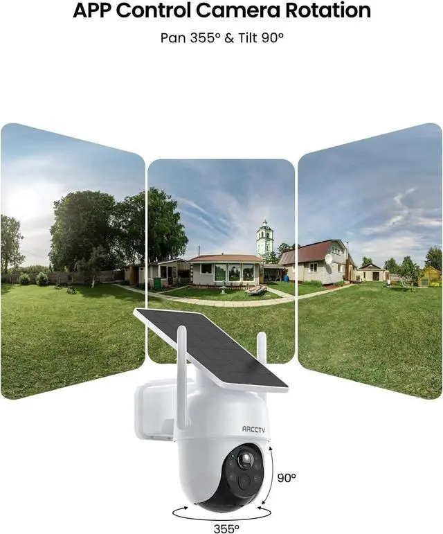 Alt view image 5 of 7 - Security Cameras Wireless Outdoor, 4 Cam-Kit, 4MP Solar Security Camera Wireless System with 360° Pan & Tilt, HD Color Night Vision, Motion Detection, 64GB Memory Card, No Monthly Fee