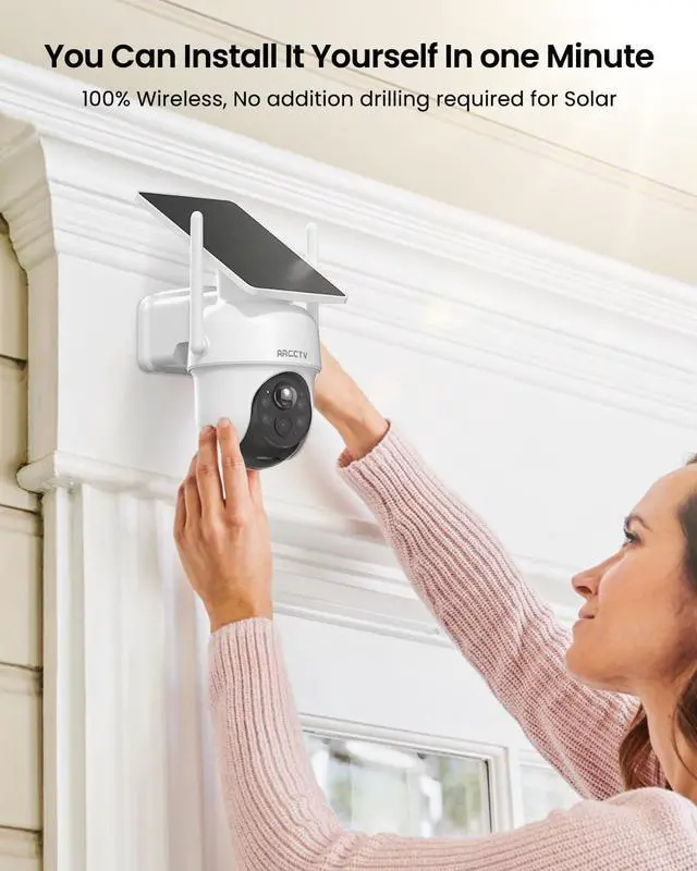 Alt view image 6 of 7 - Security Cameras Wireless Outdoor, 4 Cam-Kit, 4MP Solar Security Camera Wireless System with 360° Pan & Tilt, HD Color Night Vision, Motion Detection, 64GB Memory Card, No Monthly Fee