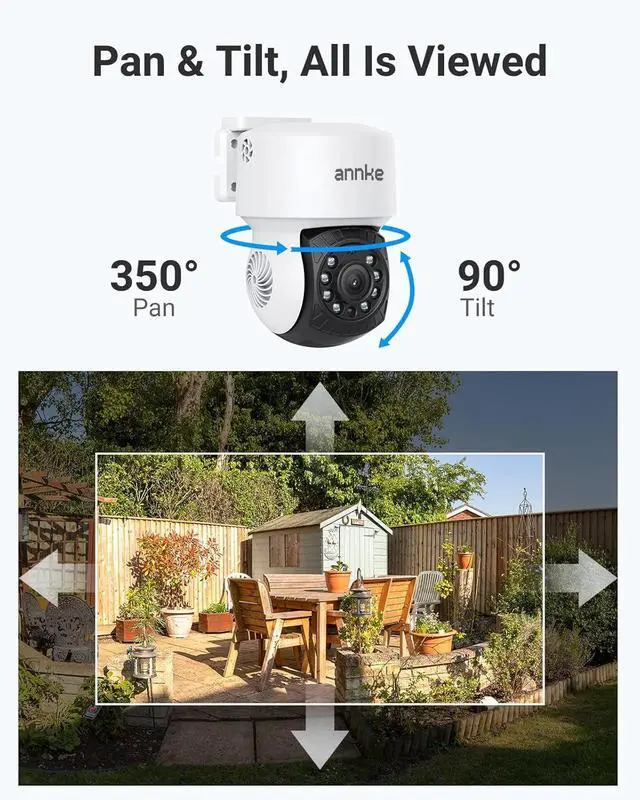 Alt view image 2 of 7 - ANNKE 1080P 2MP AHD CCTV Home Surveillance Dome PT Wired Camera with 350° pan and 90° tilt, 100ft IR Night Vision, IP65 Weatherproof Security AddOn Cam for Outdoor Use, Wide Compatibility - APT200