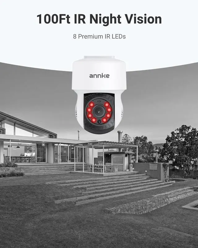 Alt view image 6 of 7 - ANNKE 1080P 2MP AHD CCTV Home Surveillance Dome PT Wired Camera with 350° pan and 90° tilt, 100ft IR Night Vision, IP65 Weatherproof Security AddOn Cam for Outdoor Use, Wide Compatibility - APT200
