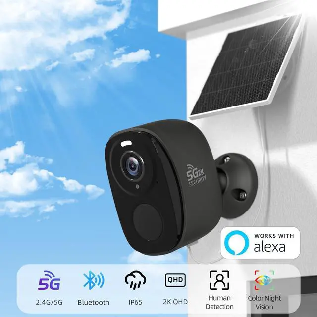 Alt view image 2 of 7 - 4pcs Solar Security Cameras Wireless Outdoor, 5G/2.4G WiFi Cameras with Solar Panel,2K Camera for Home Security, AI Detection, Siren,Color Night Vision, 2-Way Talk, IP65, Works/Alexa, Cloud/SD