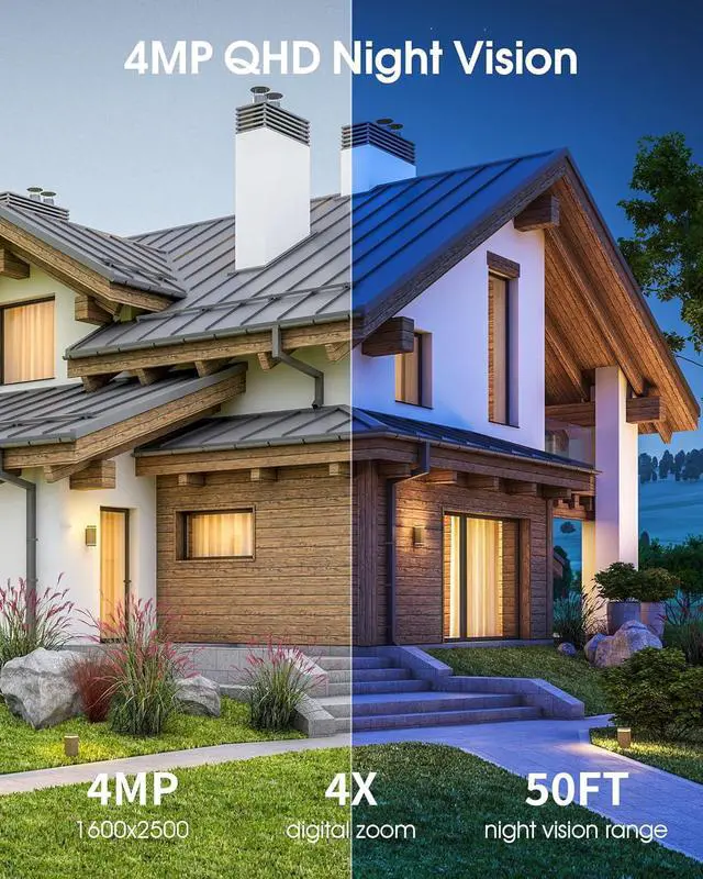 Alt view image 5 of 7 - Security Camera Wireless Outdoor, 4MP Recharge Battery Powered WiFi Camera with Solar Panel, Motion Detection, Color Night Vision, 2-Way-Audio, 2.4G/5G Dual Band WiFi