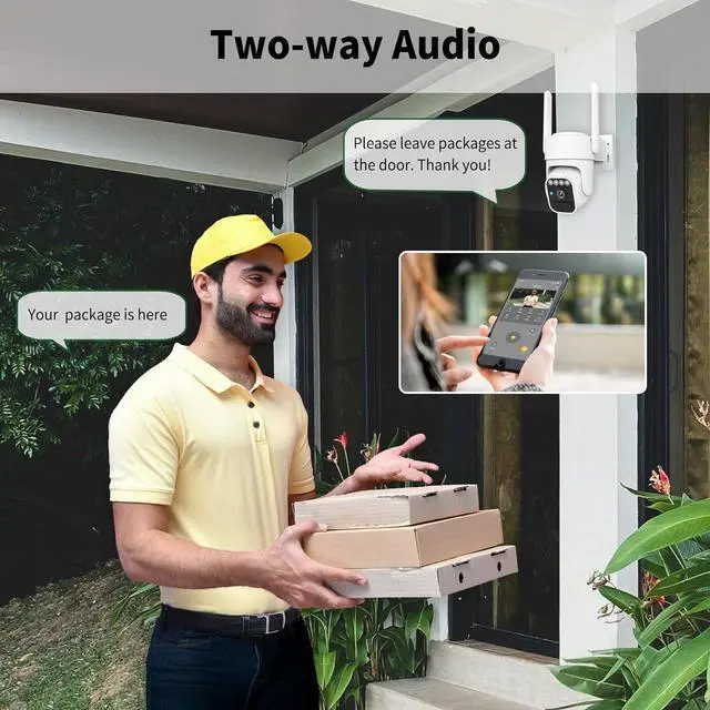 Alt view image 2 of 7 - Solar Camera Outdoor Wireless, WiFi Security Cameras for Home, 360° View, Two-Way Talk, Auto Tracking, Light Alarm, Color Night Vision