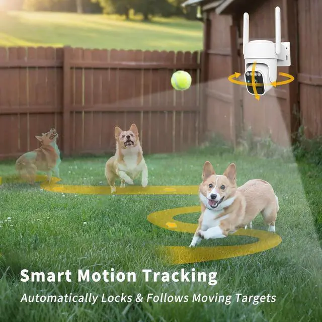 Alt view image 7 of 7 - Solar Camera Outdoor Wireless, WiFi Security Cameras for Home, 360° View, Two-Way Talk, Auto Tracking, Light Alarm, Color Night Vision