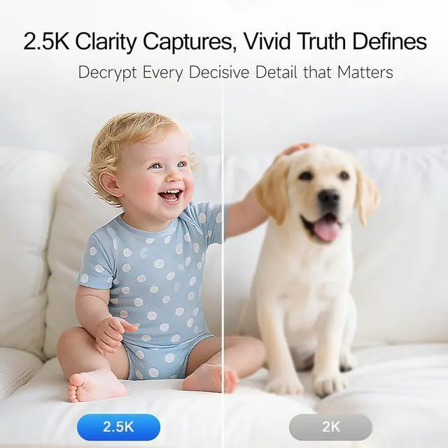 Alt view image 4 of 7 - 2.5K Indoor Camera 2pack, Non-Subscription AI Person/Pet/Cry Detection, 4MP Pet/Dog/Cat/Baby Camera w/Phone App, Pan Tilt 2.4GHz Wi Cameras for Home Security, Night Vision, Full Duplex 2-Way Audio