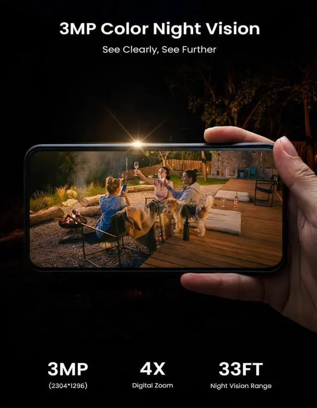 Alt view image 6 of 7 - ieGeek Solar Security Camera Wireless Outdoor  2K 3MP WiFi Camera with Removable Solar Panel, Long Battery Life, 360° Pan Tilt, Color Night Vision, AI Detection, 2-Way Audio, IP65 for Home Security