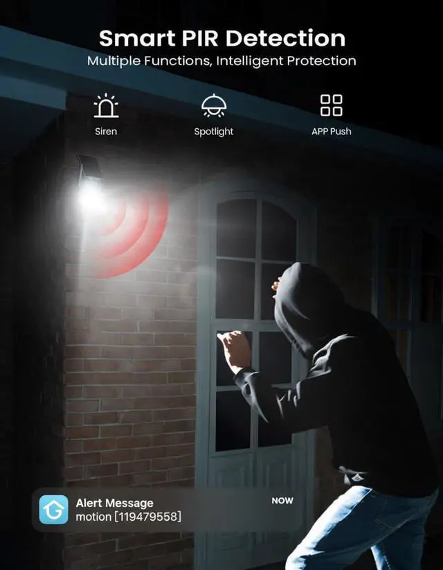 Alt view image 7 of 7 - ieGeek Solar Security Camera Wireless Outdoor  2K 3MP WiFi Camera with Removable Solar Panel, Long Battery Life, 360° Pan Tilt, Color Night Vision, AI Detection, 2-Way Audio, IP65 for Home Security