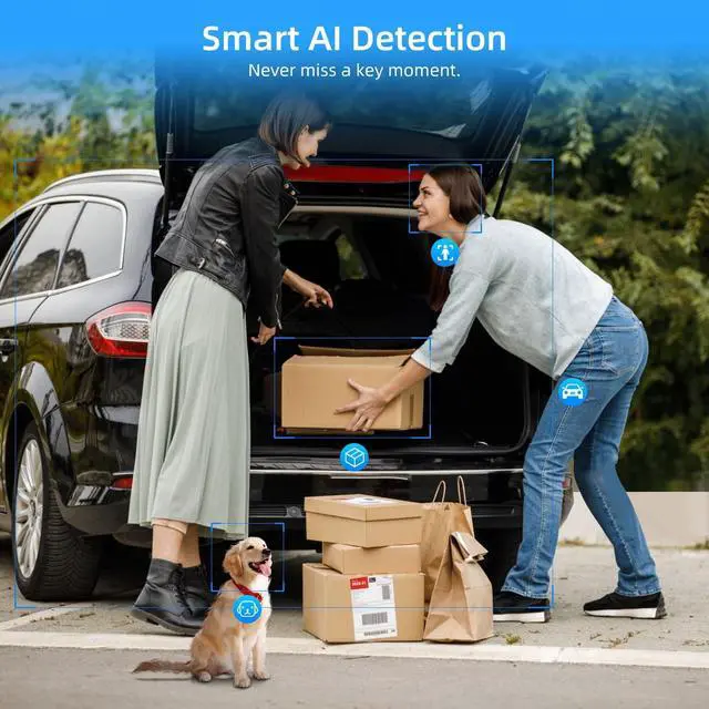 Alt view image 5 of 7 - 2K Solar Camera Outdoor Wireless, 5/2.4Ghz WiFi Cameras for Home Security, AI Motion Detection, Color Night Vision, Two-Way Audio, Waterproof, Work with Alexa/Google Home, No Monthly Fee(2 Camera)