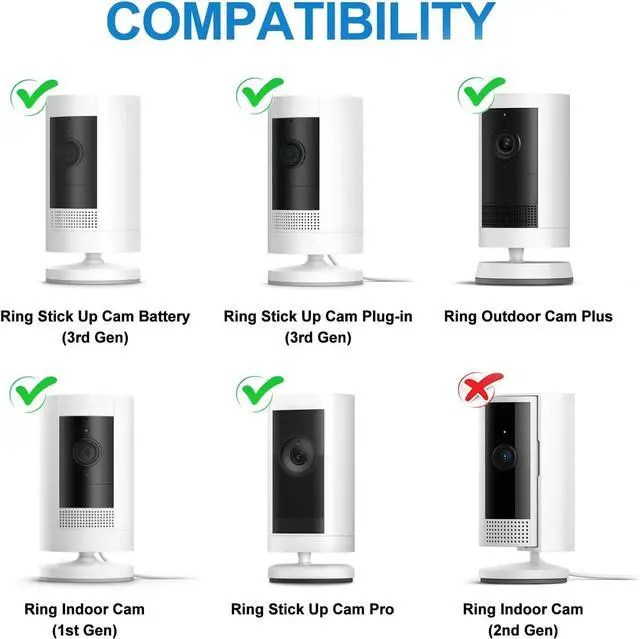 Alt view image 2 of 7 - 2Pack Adjustable Security Wall Mount Bracket for Ring Stick Up Cam & Ring Outdoor Cam Plus, Perfect View Angle for Your Surveillance Camera System - White