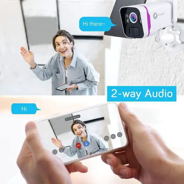 Alt view image 6 of 7 - XMARTO 100% Wire-Free 4MP HD Solar Security Camera Wireless for Home Surveillance (All-Weather Solar Charge, AI Motion Detection, Spot Light and Siren, SD, NVR & Cloud Storage)