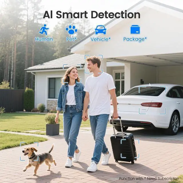 Alt view image 6 of 7 - 2.4G/5G WiFi 6 Wireless Outdoor 360° View Security Camera, 2K, Solar Powered 4MP, Color Night Vision, AI Human Detection, Pan/Tilt, Spotlight & Siren, 2-Way Talk, Cloud/SD Storage, IP65