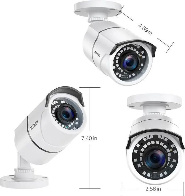 Alt view image 3 of 7 - ZOSI 2MP 1080p Security Camera,4-in-1 TVI/CVI/AHD/CVBS Surveillance Bullet Camera Indoor Outdoor,Night Vision,Work for 960H,720P,1080P analog CCTV DVR