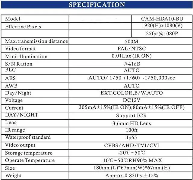 Alt view image 3 of 3 - 1 Pack Analog HD 1080p Wired Bullet Camera (White, Camera Only, Compatible with Night Owl DVRs)