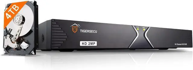 Main image of TIGERSECU Super HD 1080P 16 Channel DVR Security Recorder with 4TB Hard Drive, Hybrid 6-in-1 CCTV DVR Recorder Compatible with 2MP and 5MP TVI, AHD, CVI, Analog, RS485 PTZ and IP Cameras