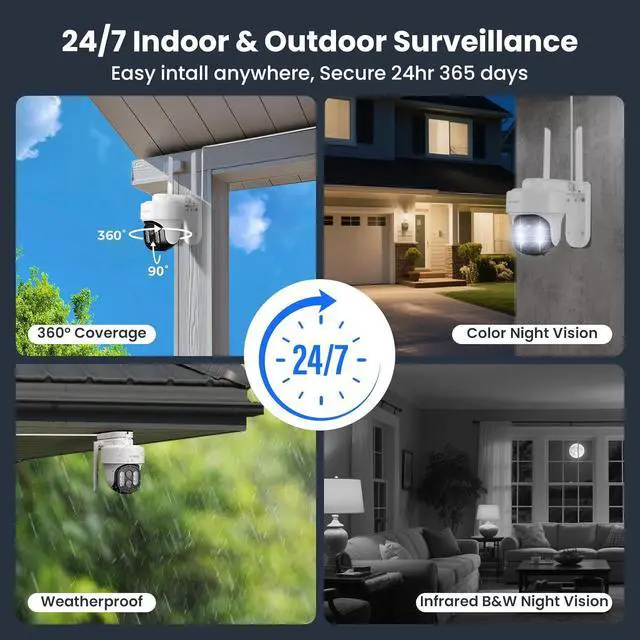 Alt view image 3 of 7 - xmartO Auto-Track Security Camera Outdoor Wireless, 3MP WiFi PTZ Security Camera AC Powered, Auto Floodlight, Color Night Vision, Motion Detection MSG and Siren, SD Card and Cloud Storage