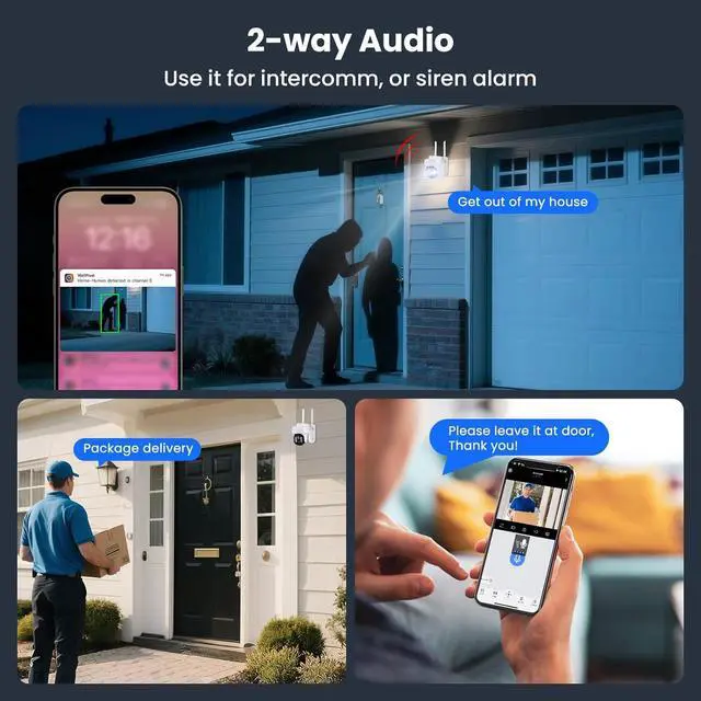 Alt view image 4 of 7 - xmartO Auto-Track Security Camera Outdoor Wireless, 3MP WiFi PTZ Security Camera AC Powered, Auto Floodlight, Color Night Vision, Motion Detection MSG and Siren, SD Card and Cloud Storage