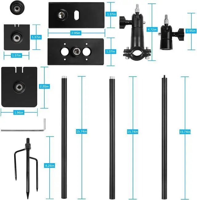 Alt view image 3 of 6 - 31.49 or 47.24 inch Ground Stake Mount Stand with Solar Panel Mount for Ring, Blink, Arlo, Eufy, Wyze, Google Nest, Simplisafe Cameras and Solar Panels Ground Stake BracketBlack