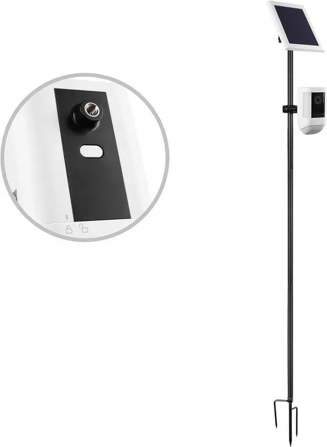 Alt view image 6 of 6 - 31.49 or 47.24 inch Ground Stake Mount Stand with Solar Panel Mount for Ring, Blink, Arlo, Eufy, Wyze, Google Nest, Simplisafe Cameras and Solar Panels Ground Stake BracketBlack
