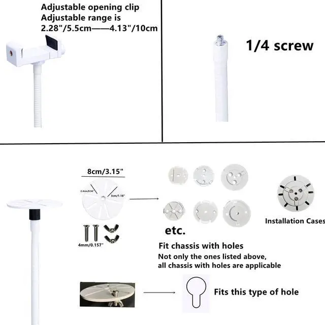 Alt view image 2 of 5 - 80"-31" Tall White Floor Holder Stand Mount for Security Cameras, 3.2lbs Base,Height Adjustable 31.5-80",Compatible with Baby Camera Monitor/Security Cameras/Pet Camera