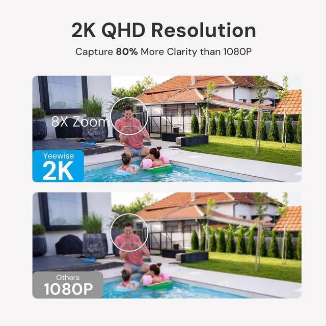 Alt view image 2 of 7 - yeewise WiFi6 Solar Security Cameras Wireless Outdoor, 2K QHD Home Security System, 4-Cam Kit, 2.4&5GHz WiFi, Color Night Vision, Local Storage, IP66 Weatherproof, Works with Alexa, No Monthly Fees