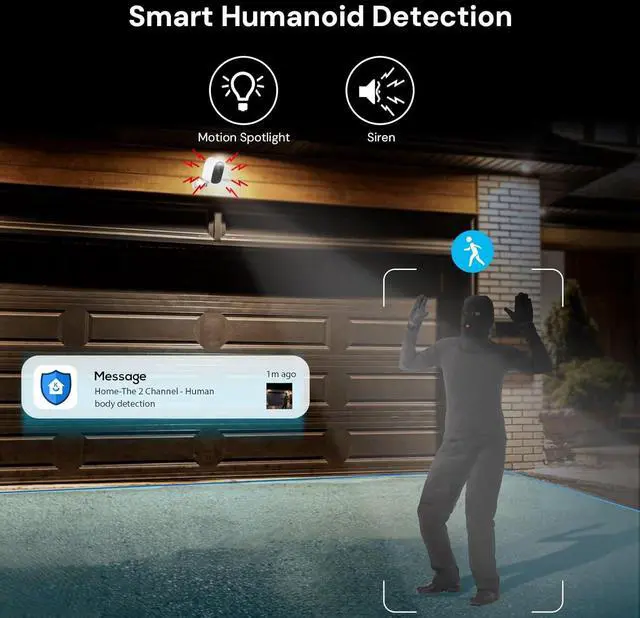 Alt view image 6 of 7 - yeewise WiFi6 Solar Security Cameras Wireless Outdoor, 2K QHD Home Security System, 4-Cam Kit, 2.4&5GHz WiFi, Color Night Vision, Local Storage, IP66 Weatherproof, Works with Alexa, No Monthly Fees