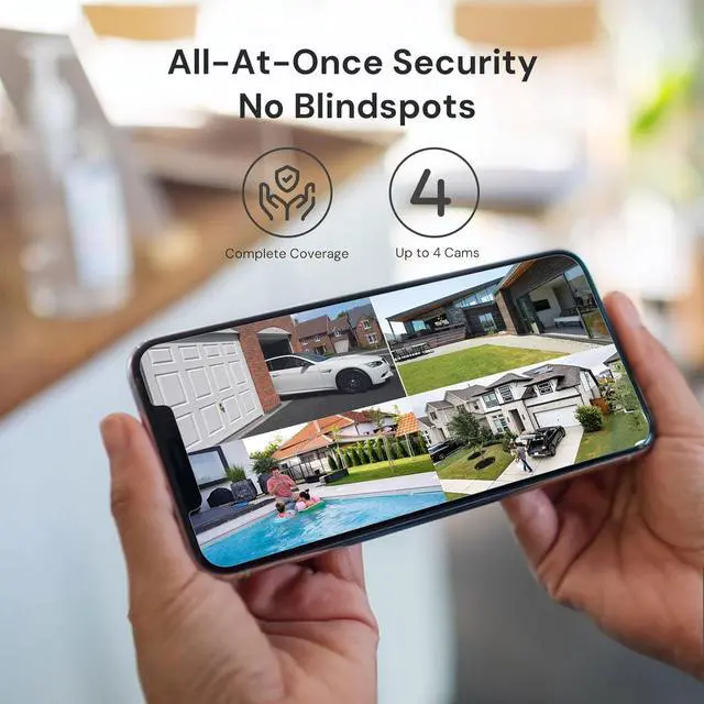 Alt view image 7 of 7 - yeewise WiFi6 Solar Security Cameras Wireless Outdoor, 2K QHD Home Security System, 4-Cam Kit, 2.4&5GHz WiFi, Color Night Vision, Local Storage, IP66 Weatherproof, Works with Alexa, No Monthly Fees