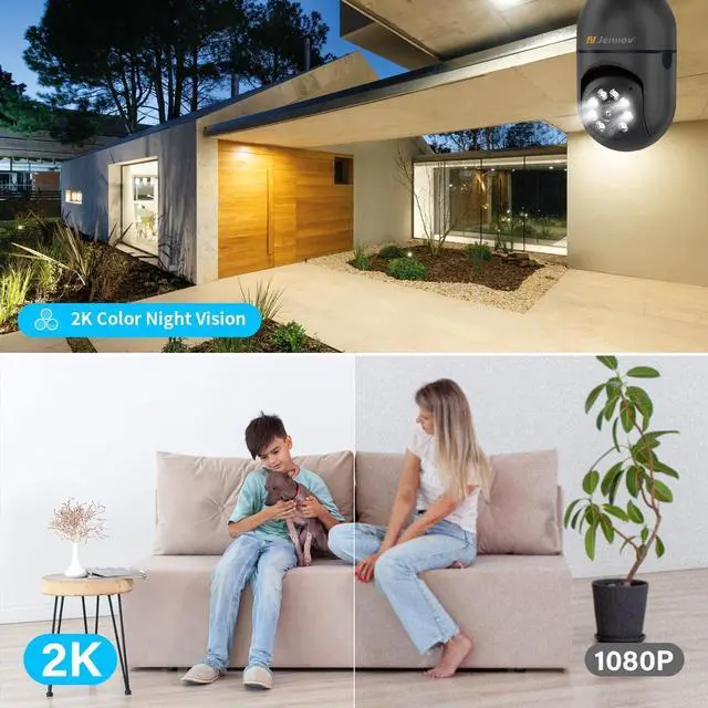 Alt view image 6 of 7 - Jennov 2K Light Bulb Security Camera, Auto-Tracking Security Cameras Wireless Outdoor, 360° PTZ, Dual-Band WiFi (2.4G/5G), AI Human Detection, Indoor/Outdoor, E27 Socket-Powered, Compatible Alexa