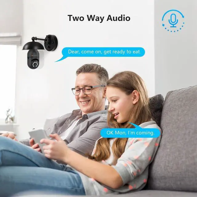 Alt view image 7 of 7 - Jennov 2K Light Bulb Security Camera, Auto-Tracking Security Cameras Wireless Outdoor, 360° PTZ, Dual-Band WiFi (2.4G/5G), AI Human Detection, Indoor/Outdoor, E27 Socket-Powered, Compatible Alexa